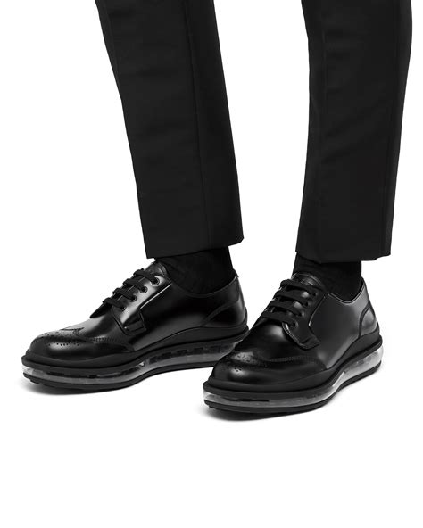 prada derby black|Black Brushed Leather Derby Shoes .